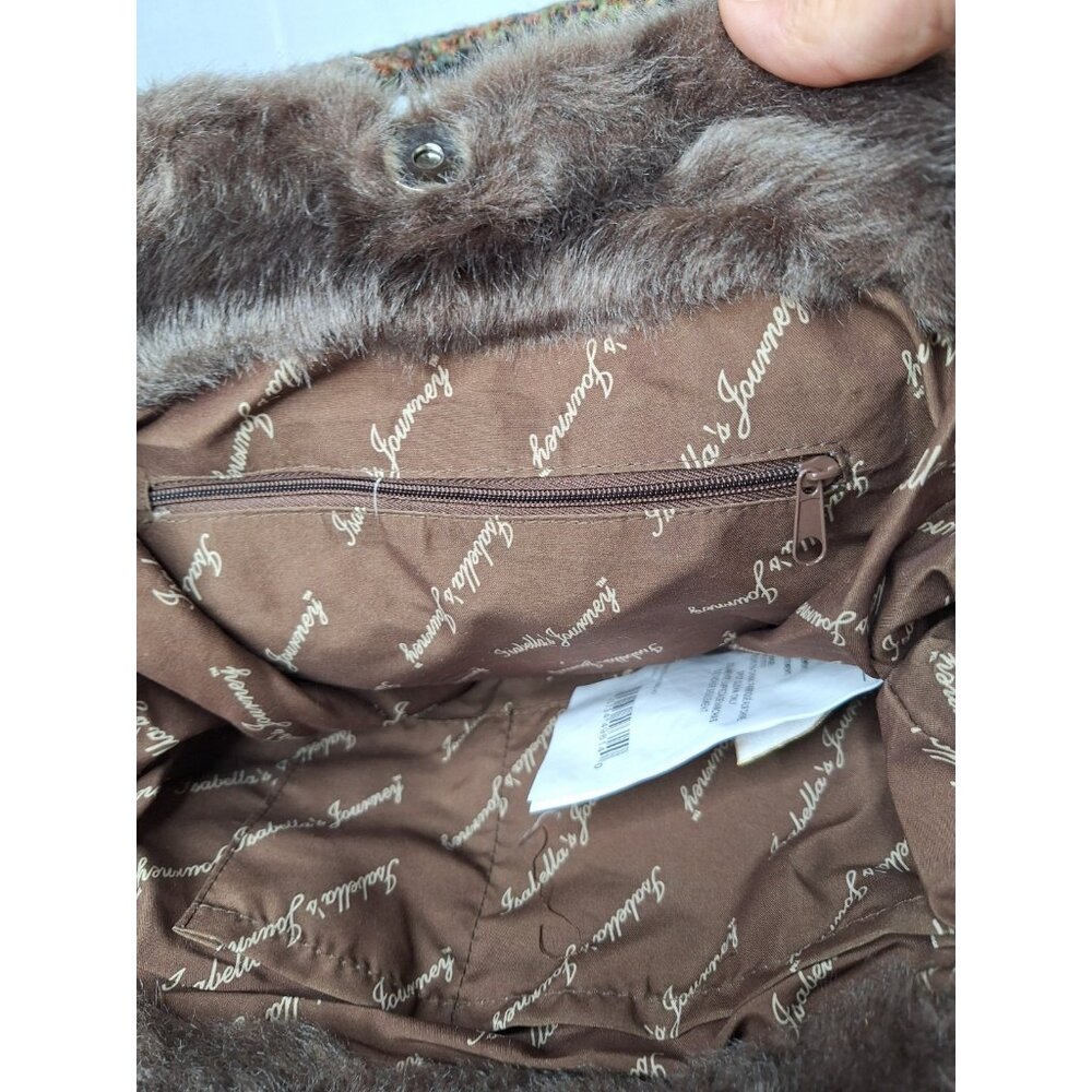 Vintage Isabella's Journey Brown Faux Fur And Sequin Bag NWOT - Picture 8 of 12